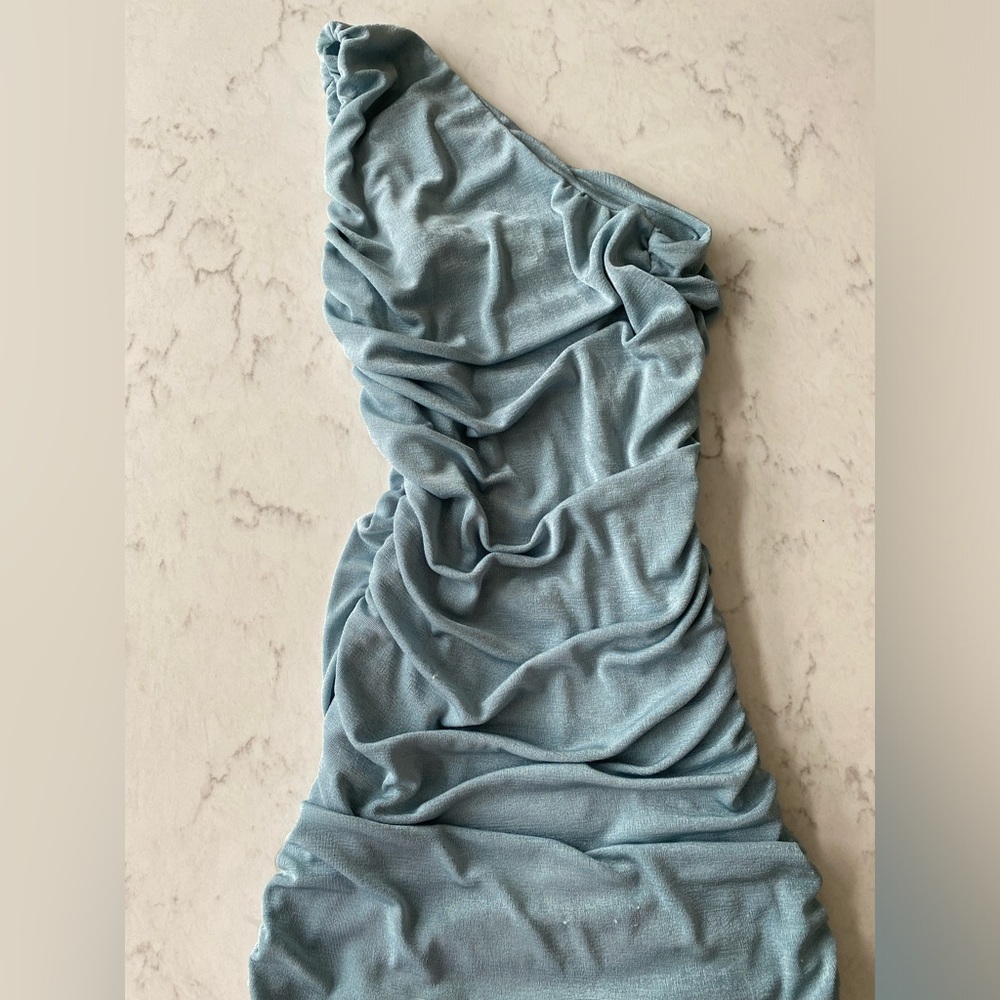 One shoulder shimmer dress